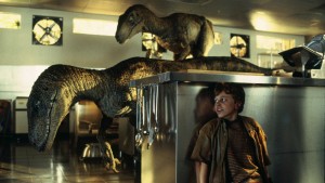 Velociraptors vs. Joseph Mazzello in Jurassic Park