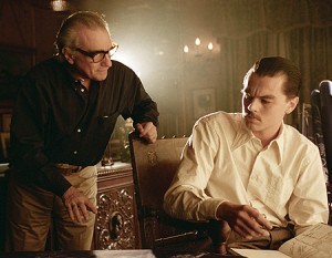 Martin Scorsese and Leonardo DiCaprio on the set of The Aviator