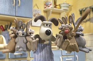 Gromit vs. rabbits in Wallace and Gromit: Curse of the Were-Rabbit