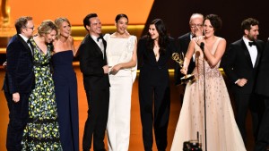 The cast of Fleabag accepting their Emmy